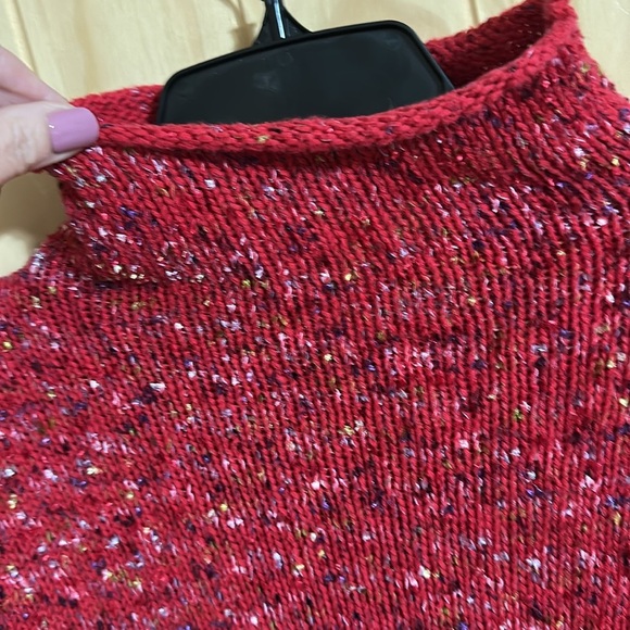 Coldwater Creek Red Ribbon Trim Turtleneck Sweater - Picture 3 of 5